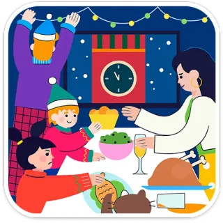 🎊 100a5be5 famille, vacances, dîner, fête, festif, ensemble, illustration telegram sticker