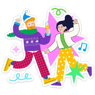 🕺 4443d1db danse, fête, soirée, festif, vacances, toast telegram sticker