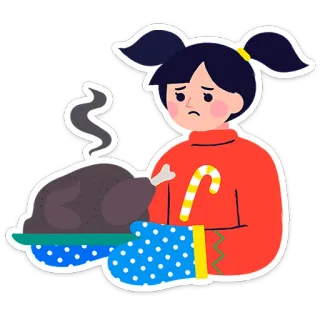😔 4c7129c9 noël, dinde, nourriture, triste, dîner, fête telegram sticker