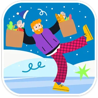 🛍 6ecea991 Shopping, Courses, Hiver, Neige, Personne, Nourriture telegram sticker