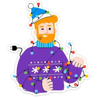 😲 cddba60b guirlandes de noël, noël, fêtes, hiver, pull, homme telegram sticker