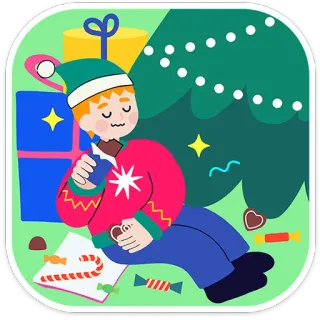 😌 d97a8012 noël, elfe, cadeau, sapin de noël, bonbon, sucré, hiver, fête telegram sticker