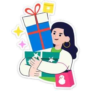 🎄 4cb7b9e0 donna, regali, shopping, presenti, festa, festivo telegram sticker