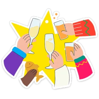 🎄 9e144cd9 festa, cin cin, party, bevande, brindisi, amici, incontro telegram sticker
