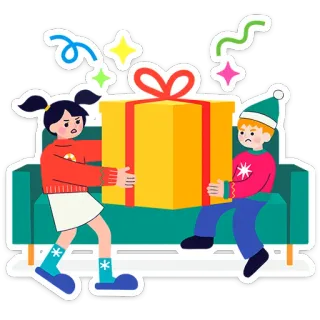 🎄 e33e0a1f regalo, bambini, regalo, vacanza, celebrazione, cartone animato, arrabbiato, festivo telegram sticker