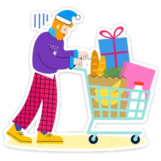 🎄 e588d069 shopping, alimentari, cartoni animati, regali, regalo, natale, vacanze, vettore telegram sticker