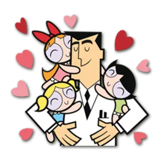 💕 54cff32b Professor Utonium The Powerpuff Girls powerpuff girls, kartun, ayah, hati, cinta whatsapp sticker