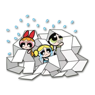 😵 8d9bcf5e kartun, sedih, The Powerpuff Girls, Blossom, Bubbles, Buttercup whatsapp sticker