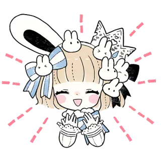 🤣 09c6bfbc Cartoon, Anime, Hase, Süß, Mädchen, Illustration, Kawaii whatsapp sticker