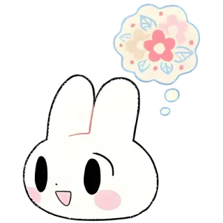😀 5f5e0729 Hase, niedlich, Blume, Traum, denken, Häschen, kawaii whatsapp sticker