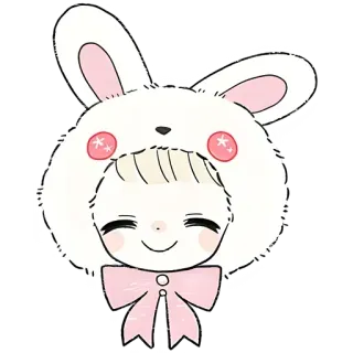 ☺️ ab1ce394 Hase, süß, Kind, kawaii, Tier, Ohren, Schleife, Illustration whatsapp sticker
