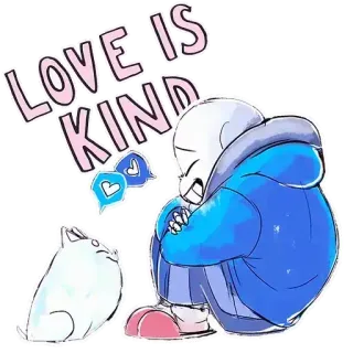 😊 01129739 Sans Undertale LOVE IS KIND Sans, Undertale, Liebe, Freundlichkeit, Süß, Hund telegram sticker