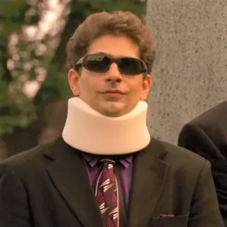 π€¨ b00867d5 Christopher Moltisanti The Sopranos neck brace, sunglasses, suit, mobster whatsapp sticker