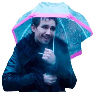 ☂️ 61ef3a41 Klaus Hargreeves The Umbrella Academy Klaus Hargreeves, The Umbrella Academy, paraplu, sigaret, televisie, serie telegram sticker