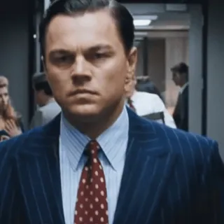 🤨 bc2db540 Leonardo DiCaprio The Wolf of Wall Street film, aktor, pengusaha, jas, dicaprio whatsapp sticker