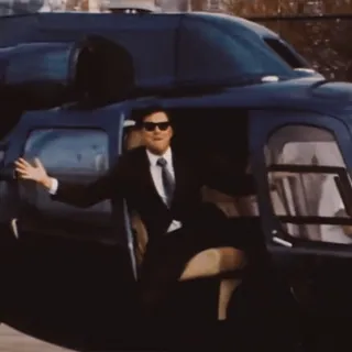 👍 e5c49ac8 pria, setelan, helikopter, perjalanan, kekayaan whatsapp sticker