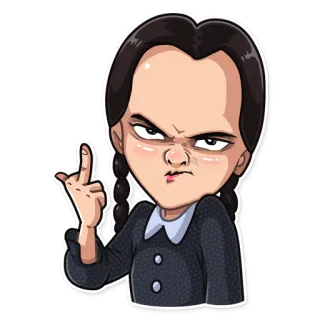 🖕 19eaee5f Wednesday Addams mercoledì, addams, dito medio, cartone animato, arrabbiato whatsapp sticker
