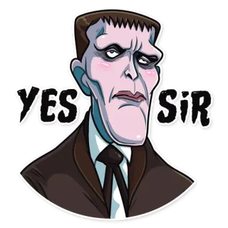 👌 b569b137 YES SIR mostro, sì, signore, cartone animato, divertente, carino whatsapp sticker