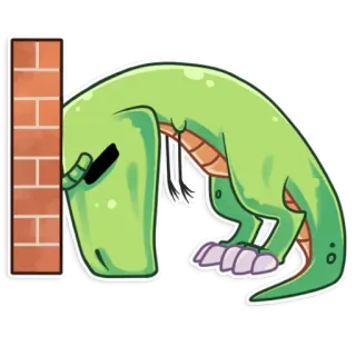 😰 63d03a92 恐龙, 卡通, 搞笑, 伤心, 失败, 墙, 砖 telegram sticker