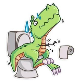 🚽 f7dfac14 恐龙, 厕所, 浴室, 搞笑, 卡通, 贴纸 telegram sticker