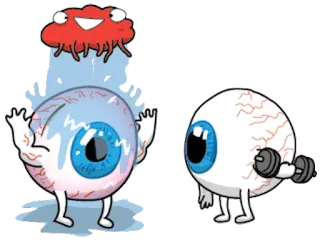 👀 2628dd1c ลูกตา, การ์ตูน, ยิม, ยกน้ำหนัก, ฟิตเนส telegram sticker