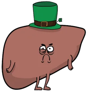 🍀 7a47c38b ตับ, อวัยวะ, การ์ตูน, หมวกสีเขียว, เศร้า, ตัวละคร, กายวิภาคศาสตร์ telegram sticker