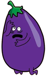 🍆 b9b827d8 มะเขือ, การ์ตูน, ผัก, กลัว, ตลก telegram sticker