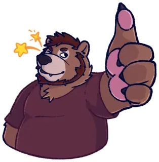 😟 561285a7 곰, 엄지 척, 만화, 동물, 긍정적, 털 whatsapp sticker