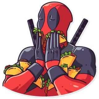 🌮 3455b05f Deadpool Deadpool, Taco's, Marvel, Superheld, Eten, Cartoon, Sticker telegram sticker