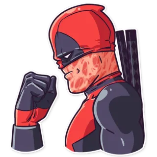 ✊ 522dd5c1 Deadpool Deadpool, Marvel, superheld, strip, wapen, katana, obsceen gebaar telegram sticker
