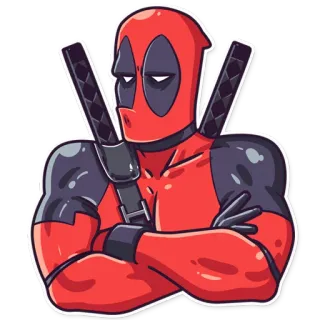 😒 a8d32745 Deadpool deadpool, marvel, comics, superheld, wapen, zwaarden, antiheld, cartoon telegram sticker