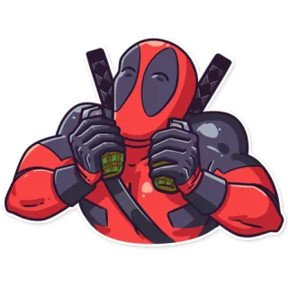 😊 dd792954 Deadpool Deadpool, Marvel, granaat, katana, superheld, stripboek telegram sticker