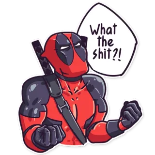 😡 e3d1fde6 Deadpool What the shit?! deadpool, marvel, superheld, strip, sarcastisch, beledigend, grappig telegram sticker