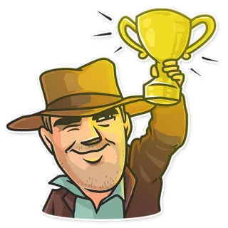 🏆 b2e19b3a Indiana Jones aventurero, trofeo, sombrero, arqueólogo, látigo telegram sticker