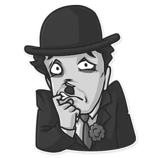 😥 b81ec044 Charlie Chaplin Charlie Chaplin, triste, blanco y negro, cine mudo, actor telegram sticker