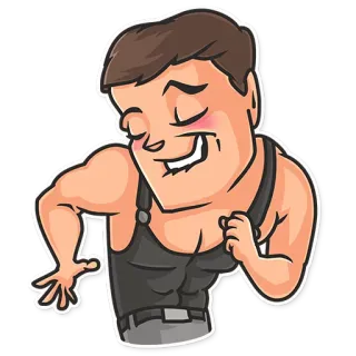 💃 c321dcee Dibujo animado, Hombre, Músculos, Flexionando, Posando, Sin camisa telegram sticker