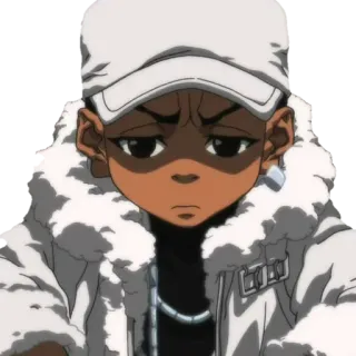 🙁 85d4d002 Huey Freeman The Boondocks 만화, 화난, 검은색, 진지한, 캐릭터 telegram sticker