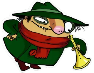🕵 2f4f2309 cartoon, man, instrument, hat, scarf telegram sticker