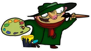 👨 955cd5b4 cartoon, painter, artist, paint, art telegram sticker