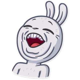 😆 368771a0 lapin, lapinou, rire, drôle, mème, dessin animé, animal telegram sticker