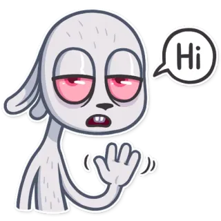 👋 61dc1abe Hi dessin animé, animal, salut, bonjour, yeux telegram sticker