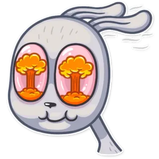 💥 8439598e Lapin, Lapin, Nuage atomique, Nucléaire, Guerre, Dessin animé, Autocollant, Bombe telegram sticker