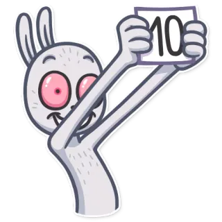 😃 bd0ad959 10 lapin, dix, score, dessin animé, nombre, évaluation telegram sticker