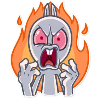 🔥 c8e2b17a en colère, lapin, flamme, dessin animé, lapin, fou, rage telegram sticker