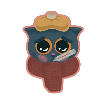 🤒 9e6fb45c gato, doente, doença, termômetro, dor de cabeça, resfriado, gripe telegram sticker