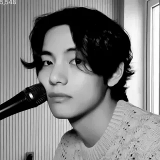 🖤 53fbb257 V คน, kpop, นักร้อง, ไมโครโฟน, v, bts telegram sticker