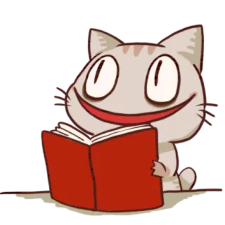 📕 08cc1edc kat, boek, lezen, dier, schattig, illustratie telegram sticker