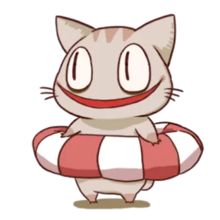 😃 7570ab1c kat, cartoon, schattig, zwemmen, dier, personage, zomer, leuk telegram sticker