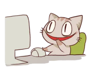 🖥 88354ad1 kat, computer, dier, cartoon, meme, typen, grappig telegram sticker