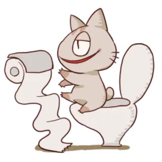 🚽 bc2027e2 kat, toilet, wc papier, dier, badkamer, grappig telegram sticker